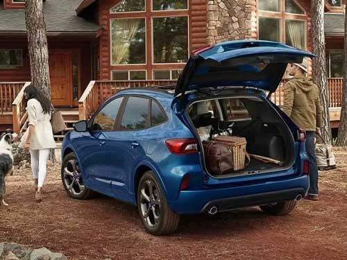 2023 Ford Escape Plug-in Hybrid rear view of liftgate open showing cargo area