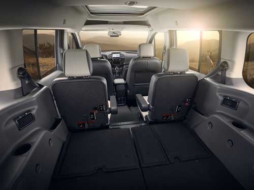 2023 Ford Transit Connect Passenger Wagon interior view of seating area and large cargo space