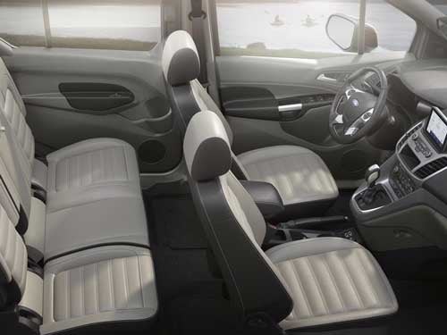 2023 Ford Transit Connect Passenger Wagon view of front and second-row seats and dash area