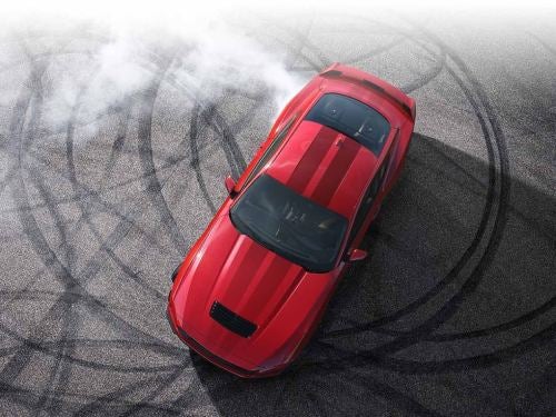 2024 Ford Mustang birds eyes view of car making donuts