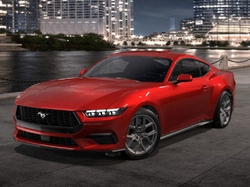 2024 Ford Mustang exterior view of car parked on the outskirts of a city
