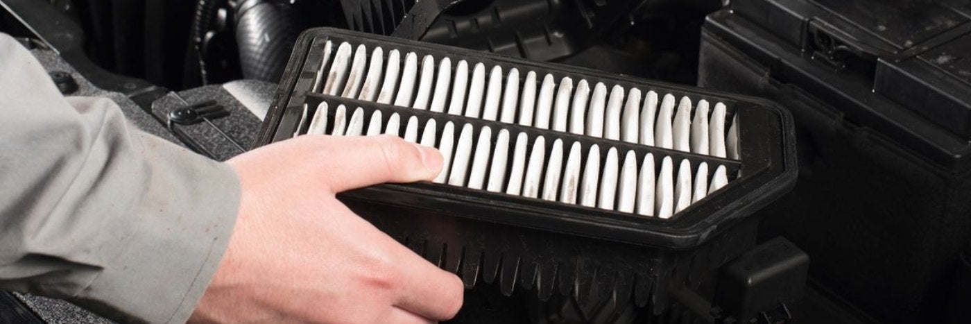 Close up view of an engine's cabin air filter